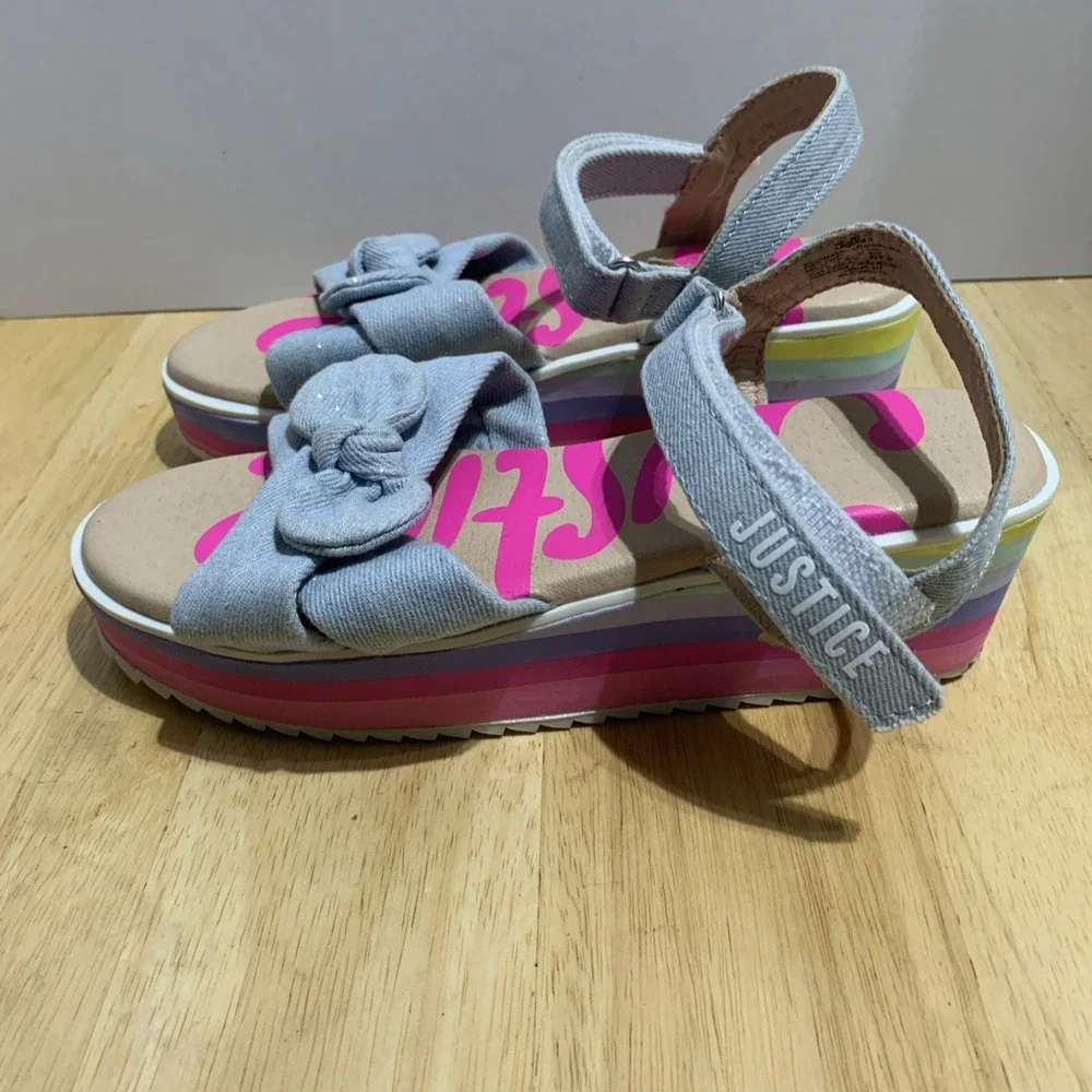 Justice Girl's Wedge Multicolor Sandal, Size 4‎